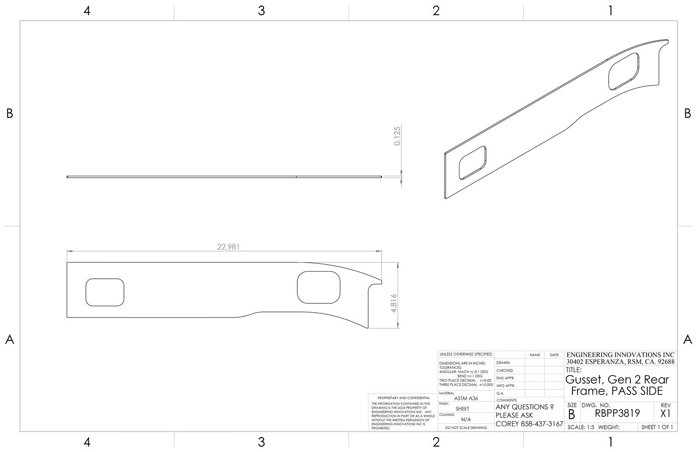 Gusset; Gen 2 Raptor Rear Frame, Passenger Side