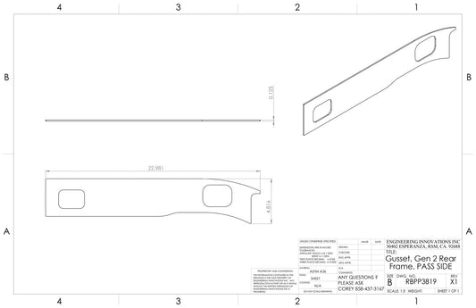 Gusset; Gen 2 Raptor Rear Frame, Passenger Side
